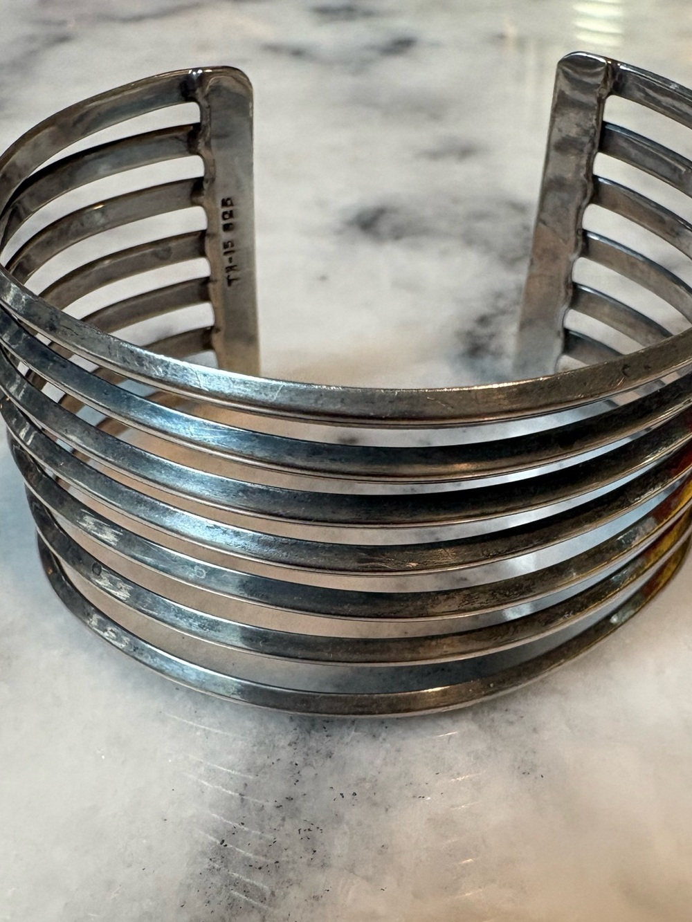 Large Sterling Silver Seven Bar 40.5 grams Cuff Bracelet - Taxco Mexico